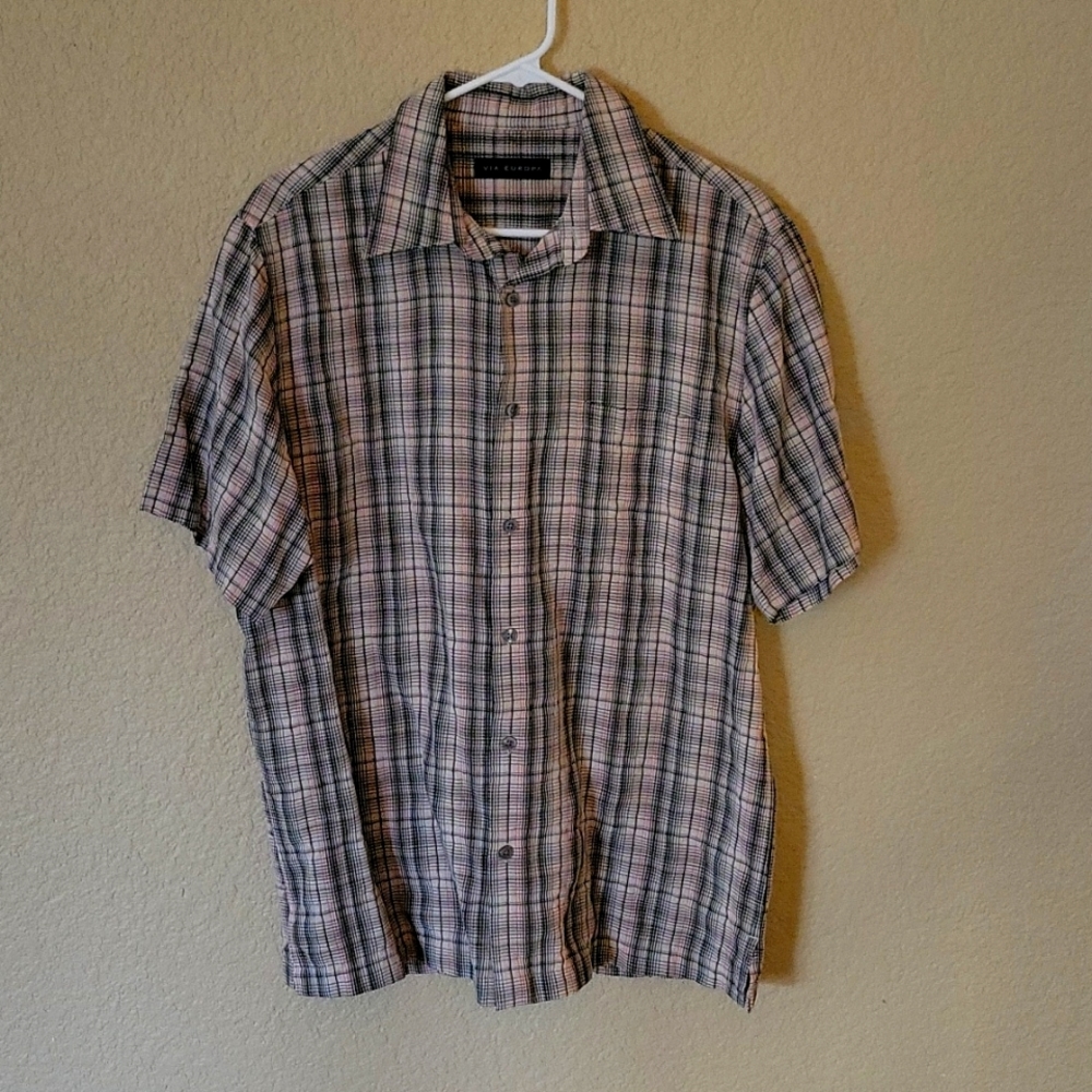 Via Europa plaid button down shirt